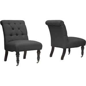 Belden Linen Modern Slipper Chair - Gray (Set of 2) 