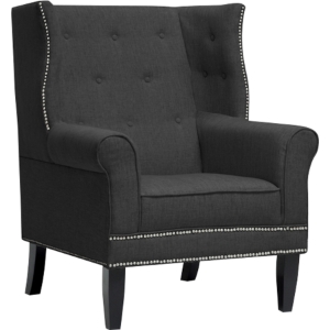 Kyleigh Nailheads Arm Chair - Button Tufted, Gray 