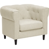 Cortland Linen Chesterfield Chair - Button Tufted, Beige - WI-BH-63800-1-BEIGE-CC
