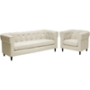 Cortland Linen Chesterfield Sofa - Button Tufted, Beige - WI-BH-63800-3-BEIGE-SF