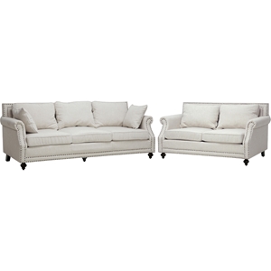 Mckenna 2-Piece Linen Sofa Set - Beige 