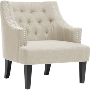 Millicent Linen Arm Chair - Nailhead, Beige 