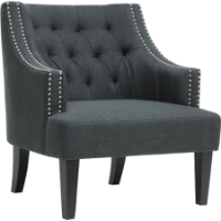 Millicent Linen Arm Chair - Nailhead, Gray
