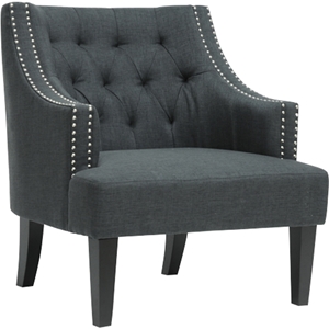 Millicent Linen Arm Chair - Nailhead, Gray 