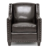 Wallace Club Chair - Large Nail Heads, Wood Legs, Dark Brown - WI-BH-8030-DARK-BROWN-AC