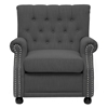 Moretti Club Chair - Button Tufts, Nail Heads, Dark Gray Linen - WI-BH201210-7028-15-GRAY-CC