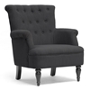 Crenshaw Club Chair - Buttons, Black Wood Feet, Dark Gray Linen - WI-BH201211-7028-15-GRAY-CC