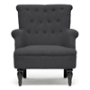 Crenshaw Club Chair - Buttons, Black Wood Feet, Dark Gray Linen - WI-BH201211-7028-15-GRAY-CC