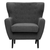Lombardi Modern Armchair - Button Accents, Dark Gray Linen - WI-BH201212-7028-15-GRAY-CC
