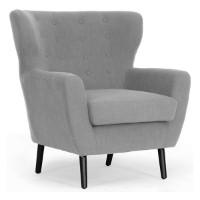 Lombardi Modern Armchair - Button Accents, Light Gray Linen