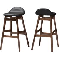Bloom 30" Bar Stool - Black, Walnut (Set of 2)