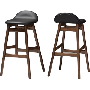 Bloom 30" Bar Stool - Black, Walnut (Set of 2) 