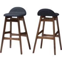 Bloom 30" Bar Stool - Dark Blue, Walnut (Set of 2)