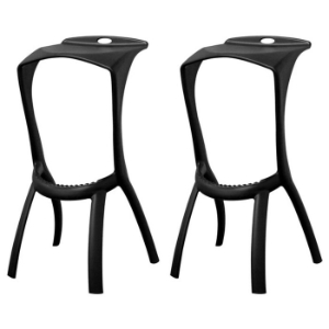 Zinley Black Molded Plastic Bar Stool 