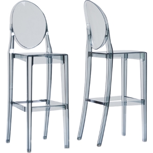 Infinity Plastic Bar Stool - Smoke Gray (Set of 2) 