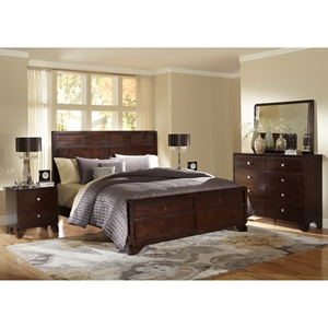 Tichenor 5-Piece Wooden Bedroom Set - Dark Brown 