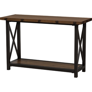 Herzen 1 Shelf Console Table - Antique Black and Brown 