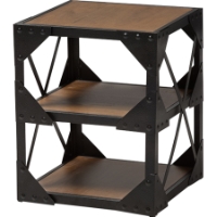 Hudson 2 Shelves Side Table - Antique Black and Brown