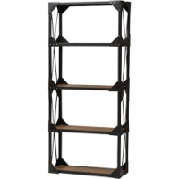 Hudson 4 Shelves Tall Shelving Unit - Antique Black and Brown