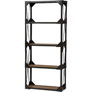 Hudson 4 Shelves Tall Shelving Unit - Antique Black and Brown 
