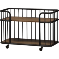 Porter Mobile Serving Bar Cart - Antique Black, Brown