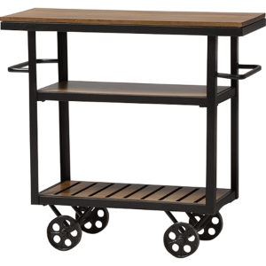 Kennedy Mobile Serving Cart - Brown, Antique Black 