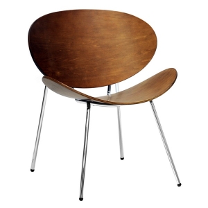 Reaves Wood Accent Chair - Walnut Finish, Chrome Steel (Set of 2) 