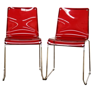 Lino Stackable Red Acrylic Dining Chair 