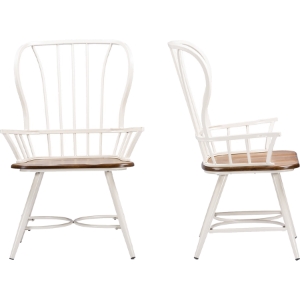 Longford Dining Arm Chair - Walnut Brown, White (Set of 2) 