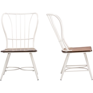 Longford Dining Chair - Walnut Brown, White (Set of 2) 