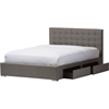 Rene Fabric 4 Drawers Storage Platform Bed - Button Tufted, Gray - WI-CF8497-GRAY-BED