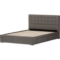 Rene Fabric 4 Drawers Storage Platform Bed - Button Tufted, Gray