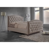 Fawner Fabric Upholstered Queen Bed - Button Tufted, Light Brown - WI-CF8535-QUEEN-BROWN