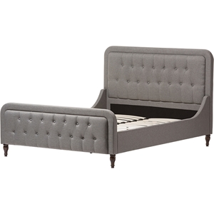 Celine Fabric Upholstered Queen Bed - Button Tufted, Gray 