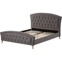 Hannah Upholstered Platform Bed - Gray, Button Tufted