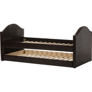 Alessia Faux Leather Daybed - Guest Trundle Bed, Dark Brown 