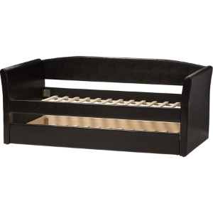 Camino Faux Leather Daybed - Guest Trundle Bed, Black 