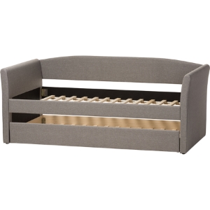 Camino Fabric Upholstered Daybed - Guest Trundle Bed, Gray 