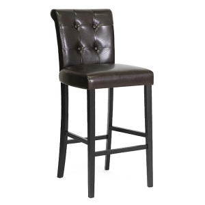 Torrington 30'' Bar Stool - Button Tufted, Dark Brown 