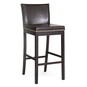 Graymoor 30.75'' Bar Stool - Nail Heads, Dark Brown 