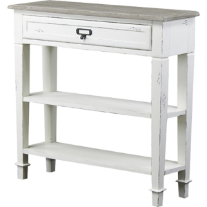 Dauphine 1 Drawer Accent Console Table - White, Light Brown 