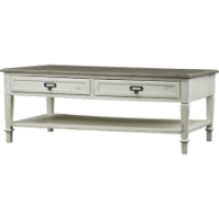 Dauphine 2 Drawers Accent Coffee Table - White, Light Brown