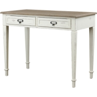 Dauphine 2 Drawers Accent Writing Desk - White, Light Brown