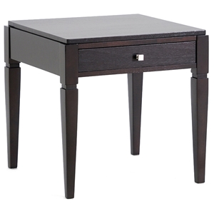 Haley Wood End Table - Dark Brown Finish, 1 Drawer 