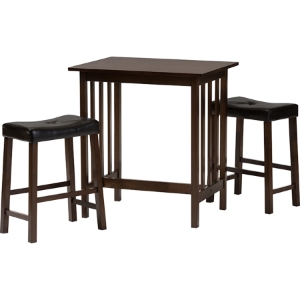 Nova 3-Piece Kitchen Breakfast Set - Black, Dark Brown 