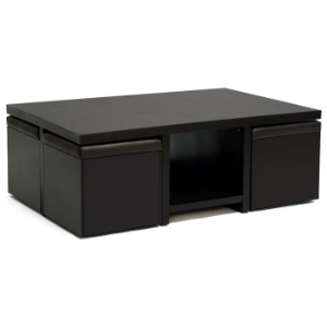 Prescott Modern Table and Stool Set with Hidden Storage 