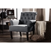 Barret Upholstered Rolled-Arm Accent Club Chair - Button Tufted, Gray - WI-DB-180-GRAY