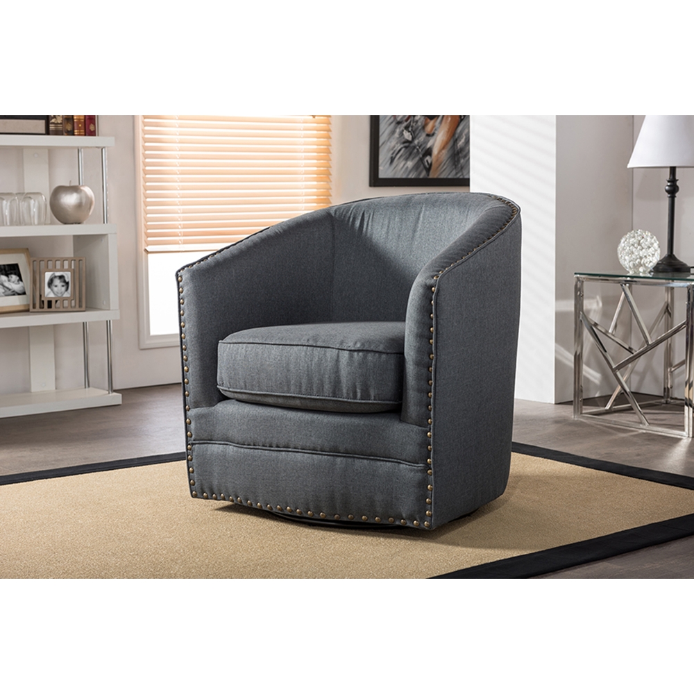 Porter Upholstered Swivel Tub Chair - Gray | DCG Stores