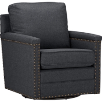 Ashley Upholstered Swivel Armchair - Nailhead, Gray