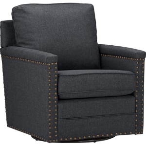 Ashley Upholstered Swivel Armchair - Nailhead, Gray 